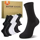 TUUHAW Socken Herren Damen 6 paar Sportsocken Weiß Laufsocken Gepolstert Baumwollsocken Schwarz Grau, Ideal für Herbst & Winter 39-42