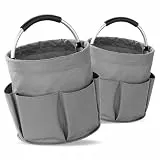 Maximex Reinigungs Caddy, 2er Set, Putztasche mit 6 Außenfächern, 16 l Hauptfach, Organizer für Putzmittel und Zubehör, gepolsterter Tragegriff, faltbar, wasserabweisend, Ø 28 x 26,5 cm,Polyester,Grau