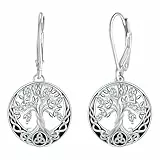 Micory Ohrringe Lebensbaum Damen Hängend 925 Sterling Silber Ohrstecke für Schmuck Geschenke Damen Mama Freundin