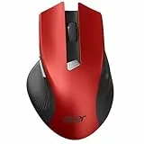 acer Maus Kabellos, 2.4GHz 1600 DPI Funkmaus, 3 Einstellbare DPI Wireless Mouse mit 6 Tasten, Batteriebetriebene Kabellose Maus für Laptop, PC und MacBook, Empfohlen für Rechtshänder-Rot
