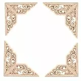 Hezhou Holz Ornament Holzornamente für Möbel Vintage Deko Geschnitztes Holz Skulptur Applique Onlay Lange Geschnitzte Holzschnitzerei Applikation Unbemalte für Möbel (Cuadrado)
