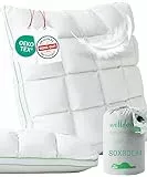 Welldora Premium Kopfkissen | 100% extraweiche Daunenfasern & Federn | Puffwolken-Design für höchsten Komfort und Ergonomie | Kissen fachärztl. geprüft, Oeko-Tex zert. in der Schweiz (40 x 40 cm)