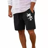 Generisch Herren Shorts-Lässige Sommershorts mit Print Bequeme atmungsaktive Strandshorts für Herren Outdoor Aktivitäten im Frühling Winter (Black, M)