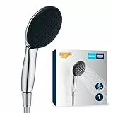 GROHE Vitalio 110, Duschkopf mit Schlauch, wassersparend, 8l pro Min (Handbrause 1 Strahlart, Universalanschluss, Silikonring schützt bei Stürzen, Duschbrause mit Duschschlauch 1,5m), chrom, 26720001