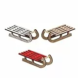 ***Deko Holz Schlitten als 6er Set, L/B/H: 8 x 4 x 3 cm.
