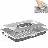 uandu Kuchen Transportbox Kastenform, Rechteckig, Tortentransportbox mit Haube und Griff. Kuchenplatte, Kuchenbehälter, BPA Frei Tortenbehälter, Servierplatte