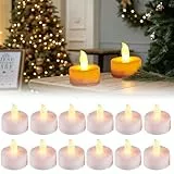 Led Teelichter mit Timer, 12 Stück Batteriebetriebene led kerzen flackernde Flammenlose teelichter mit timerfunktion für Zuhause Zimmer Tisch Halloween Weihnachtsdeko Warme Weiße