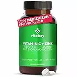 Vitabay Vitamin C Zink Tabletten 200 Vegane Tabletten 1000mg - Vitamin C hochdosiert Zink hochdosiert 1000mg C+ Kapseln