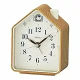 Seiko Wecker mit Vogelstimmen braunes Kunststoffgehäuse mit Holzoptik in Vogelhaus-Form, Maße: 8,6 x 11,1 x 6,3 cm, QHP011B