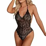 pitashe_Bekleidung Erotische Sexy Tiefer V-Ausschnitt Halfter Spitze Damen Reizwäsche Negligee Babydoll Unregelmäßiger Nachtwäsche Nachthemd Lingerie Nachtkleid G-String Sleepwear,Dessous-Set 09,M
