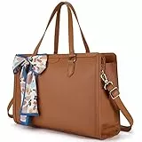 Missnine Laptop Handtasche Laptoptasche 15,6 Zoll Lehrertasche Damen Aktentasche Shopper Groß Arbeitstasche Tote Bag Businesstasche mit 3 Fächern für Büro Schule, Braun