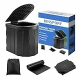 KINSPORY Campingtoilette, Mobile Toilette, Trenntoilette, Tragbare Toilette für Draußen oder Drinnen,faltbares Töpfchen für Autocamping (Schwarz mit deckel)