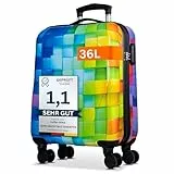 NOWI Premium Handgepäck Koffer 55x40x20cm - passend für Ryanair, Lufthansa, Eurowings und co. I 36L Handgepäck Koffer mit sanften Rollen und praktischem Zahlenschloss, Reisekoffer (M)
