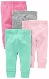 Simple Joys by Carter's Baby-Mädchen 4-Pack Pant Hose, Minzgrün/Rosa/Grau, 3-6 Monate (4er Pack)