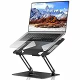 TECKNET Laptop Ständer, Faltbarer Laptopständer, Ergonomischer Laptop Stand, Laptophalter aus Metall, Laptop Halterung, Notebook Stand Kompatibel für 10-17,3 Zoll Laptop, Schwarz