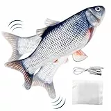 Uootach Katzenspielzeug Fisch, USB Katzenspielzeug Fisch Elektrisch, Katzenminze Fisch Spielzeug für Katze, 30cm Simulation Elektrische Wagging Interaktive Spielzeug Fisch für Katze und Haustiere