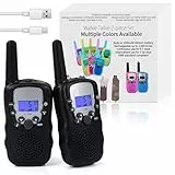 Funkprofi Walkie Talkie Set für Kids, T-388 Funkgerät für Kinder mit Wiederaufladbarer Akkus, Hobbyfunker 8 Kanal PMR 446 Reichweite bis 2 – 3 km (2er-Set) Schwarz