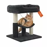 Kleiner Kratzbaum kompakt 49 cm – Katzenkratzbaum klein für Jede Wohnung | Katzenkratzbaum mit Sisal-Kratzsäulen, Kuschelbett & Spielball – Stabiler Katzenbaum von BOUCHABEL