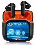 Canareen Bluetooth Kopfhörer mit Touchscreen, In Ear Kopfhörer Kabellos Bluetooth 5.4,In-Ear Ohrhörer mit ANC+ENC Noise Cancelling, IP7 wasserdichte Kopfhörer, Wireless Earbuds Schwarz Orange
