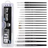 BBWELL Feine Pinsel Set,18-Teiliges Premium Feine Detail Pinselset mit Drybrush für Modellbau und Miniaturmalerei,Aquarell, Malen nach Zahlen Pinsel, Modell, Figur, Pinselset acrylpinsel mit Behälte