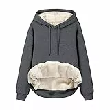 EMATOP befristetes Angebot Heute Hoodie Damen Fleece Gefütterte Sweatshirt Winter Warm Pullover mit Kapuze Fleecepullover Kuschelig Innenfutter Kapuzenpullover Casual Sportlich Langarmshirt Pulli