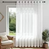 Deconovo Vorhang Transparent mit Ösen Stores Gardinen Wohnzimmer Voile Vorhänge Gardinenschal für Schlafzimmer, 245x300 cm(HöhexBreite), Weiß, 1 Stück