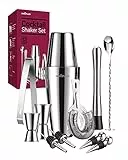 Cocktail Shaker, Cocktail Set Geschenk, Premium Boston Shaker 800ML600ML Geschenkset, Cocktailshaker Bar Zubehör Set, Cocktail Shaker Edelstahl, Shaker für Cocktails Mixer löffel 12 Teiliges Barkeeper