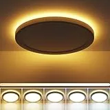 zemty 30W Deckenlampe LED Deckenleuchte Flach mit 6W Nachtlicht, 4200LM 2700K/ 3000K/ 4000K/ 5000K/ 6500K Wählbar Rund Schlafzimmer Lampe, Ø38x2.6 cm Modern Led Panel für Wohnzimmer Küche Esszimmer