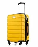 COOLIFE Handgepäck Koffer für EasyJet, 56cm M, PC+ABS, Hartschale, Leicht Robuster, Reisekoffer mit 360° Spinner Räder, YKK Reißverschluss, TSA Zahlenschloss, Gelb