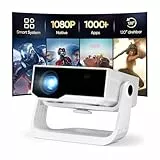 Full HD Smart Beamer unterstützt 4K, 28000 Lumens,Android 11, Integrierte Apps, WiFi 6&BT 5.2, motorisierter Fokus, Trapezkorrektur,120° Verstellbarer Ständer Heimkino Beamer