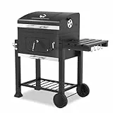 tepro Holzkohlegrill (Grillwagen) Toronto Click, Grillfläche: ca. 56 x 41,5 cm, BBQ mit Deckel, Edelstahl-Griff, Grillrost und Thermometer, Maße ca. 115 x 67 x 107 cm