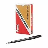 Pentel S520-A Sign Pen Faserschreiber, 0,8 mm Strichstärke, schwarz, 12er Pack