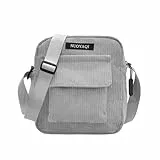 JENCVNL Umhängetasche Damen Crossbody Bag Klein Cord Schultertasche Casual Umhängetasche Handytasche zum Umhängen für Spaziergang Arbeit Alltag Reisen (Grau)