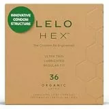 LELO HEX Organic Kondome aus ökologisch erzeugtem Naturlatex und angereichert mit L-Arginin, Kondome Männer Länger Sex (36-Packung)