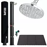 CCLIFE Solardusche 40L mit Kunststoffboden und Handbrause Solar Gartendusche Pooldusche Regendusche Außendusche Garten Brause warmes Wasser