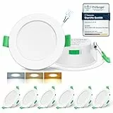 ALUSSO LED Einbaustrahler 230V 7W Dimmbar 68mm, IP44 Einbauleuchten Für Badezimmer Küche, 3000K/4000K/6500K Einbauspots, Rund Weiss 6er Set