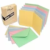 Japun - 50er Set blanko Falt-Karten inkl. Briefumschläge, Klapp-Karten zum gestalten, beschriften oder bedrucken - DIN A6 / C6 - pastell mix bunt