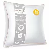 Orange Wave Daunenkissen 80x80cm Federkissen - Kopfkissen 80x80 1er Kissen Daunen und Federn Schlafkissen, RDS und Oeko-TEX Seitenschläferkissen für Maximale Unterstützung und Luxuriösen Schlafkomfort