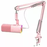 MAONO XLR/USB Gaming Mikrofon mit Arm: Dynamisches Mikrofon mit Software, Stummschalttaste, Gain-Regler, für Streaming/Podcast, PC, Aufnahme, YouTube-Inhaltserstellung, Chat, PS4/5 (PD100XS Rosa)