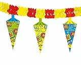 Folat 61316 - Banner / Girlande Schulanfang - Schultüte - ca. 4 m Lang - ca. 25 cm Hoch - 12 Stk.