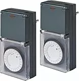 Brennenstuhl 2er Set Zeitschaltuhr MZ 44, mechanische Timer-Steckdose (Tages-Zeitschaltuhr, IP44 geschützt, mit erhöhtem Berührungsschutz & Schutzabdeckung) grau