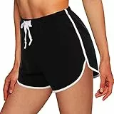 Wayleb Damen-Workout-Shorts aus Baumwolle, elastisch, hohe Taille, Yoga, Sport, Biker-Shorts mit Taschen, schwarz, Groß