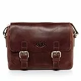 SID & VAIN Messenger Bag echt Leder - Schultertasche Yale - Umhängetasche mit Schultergurt - Ledertasche Herren und Damen braun handgefertigt