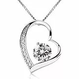 B.Catcher Herz Halskette Kette Anhänger 925 Silber Damen Schmuck ''Ewig Liebe''45CM Kettenlänge