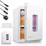 NORTHCLAN 2 in1 Mini Kühlschrank 15 Liter/ 21 Dosen, Tragbar mit Kühl- und Heizfunktion, 12V DC/220V AC für Autos, Büros und Schlafsäle, Getränke, Kosmetik, Schwarz, Max- & Eco-Modus, Weiß