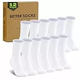 EKSHER Socken Herren 39-42 Weiß 12 Paar Damen Weisse Socks Baumwolle Business Socken Herrensocken Sportsocken Tennissocken Atmungsaktive Cotton Classic Bequem ohne drückende, Weiß 39-42