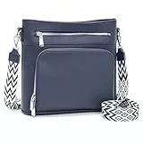 Atgbiem Handtasche Damen Mittelgroß Umhängetasche Vegan Leder Taschen Damen Crossbody mit Geldbörsenfunktion Blau