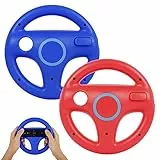 GEEKLIN Lenkrad für Wii Controller, 2 Stück Racing Wheel Kompatibel mit Mario Kart, Game Controller Wheel für Nintendo Wii Remote Game-blau/rot