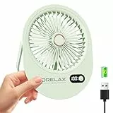 Handventilator Mini Ventilator,Klein Tischventilator USB Leise,180°Einstellbar Tragbarer LED Anzeige Fan,Wiederaufladbarer Wimpernventilator mit 6 Geschwindigkeiten Für Büro,Reise (Grün)