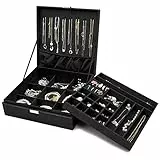 ProCase Schmuck Kästchen Organizer für Frauen, Zwei Schicht Schmuck Display Aufbewahrung Koffer mit 8 Halsketten Bügeln und herausnehmbarem Trennsteg für Ohrringe Armbänder Ringe -Schwarz
